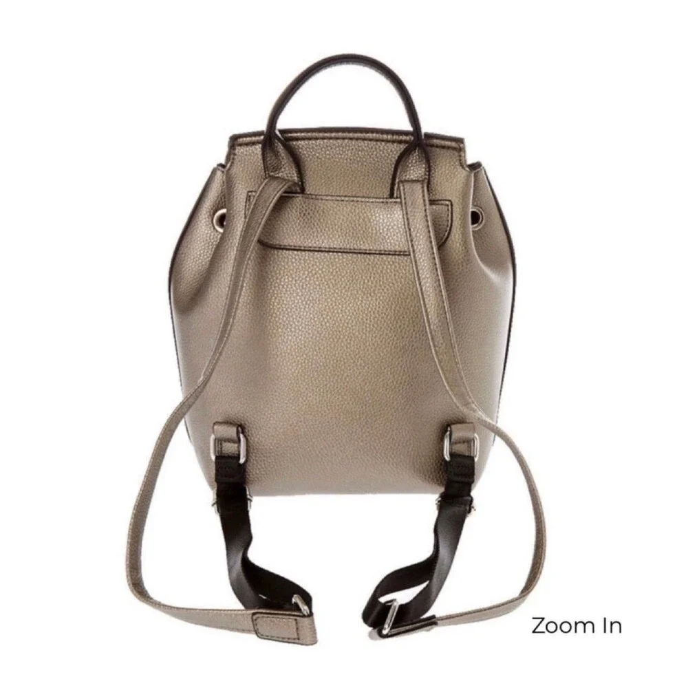 Icing Silver Grey Pins & Patches Casual Faux Leather Mini Backpack Bag NEW